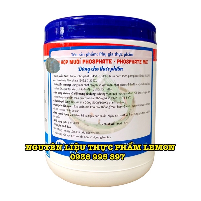 Phụ gia giòn dai làm chả lụa Phosphate Mix Thái Lan - Hộp 1Kg