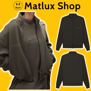 Áo khoác zip FEAR OF GOD FOG ESSENTIALS SS22 Off Black cao cấp, Áo khoác nỉ kéo khóa ESSENTIALS in chữ nhung form rộng