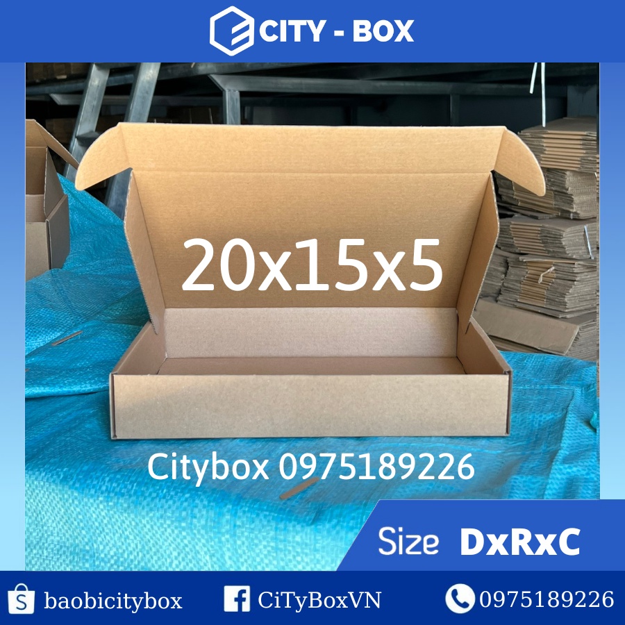 (cứng) 20x15x5 combo 20 hộp nắp gài - hộp nắp gài 20x15x5