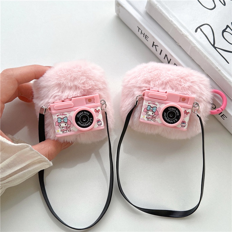 Vỏ Bảo Vệ Hộp Sạc Tai Nghe Airpods Pro 2 / Airpods 3 / 2 / 1 Hình Máy Ảnh My Melody Hoạt Hình Dễ Thương Kèm Móc Kim Loại