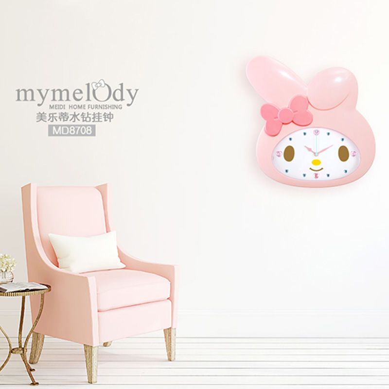 Đồng Hồ Treo Tường Không Ồn Hình Melody Hoạt Hình Dễ Thương Cho Bé Gái