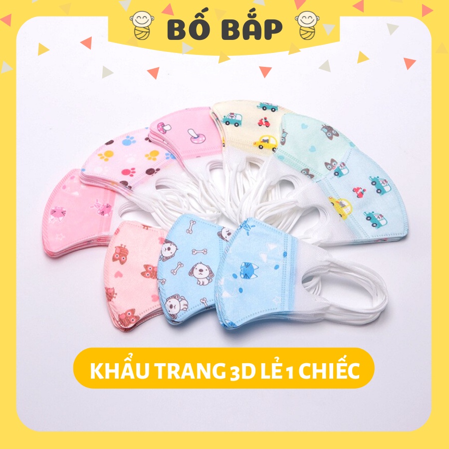 Khẩu Trang Trẻ Em 3D ⚡HÀNG ĐẸP⚡Kháng Khuẩn Cao Cấp Cho Bé Tách Lẻ 1 Chiếc