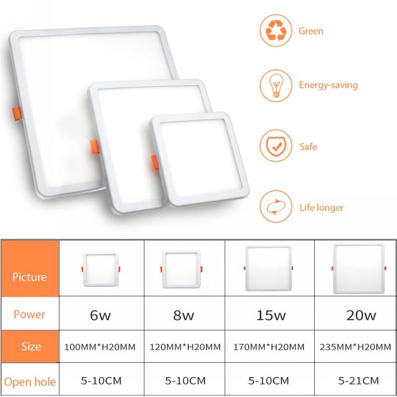 Bảng Đèn LED Âm Trần 6W 8W 15W 20W 3000k / 4000k / 6000k