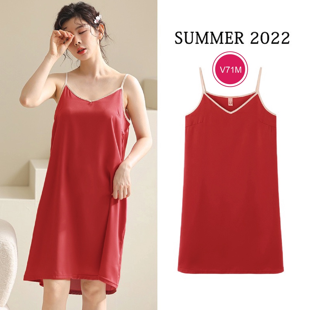 Váy 2 dây chất liệu lụa satin cao cấp thương hiệu Juni J71