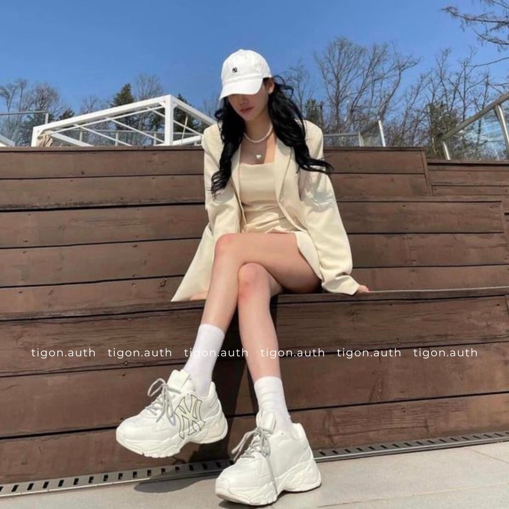 Giày thể thao nữ MLB NY Yankee - Big Ball Chunky A, Giày thể thao trắng chính hãng MLB 32SHC1911-50I [100% AUTHENT