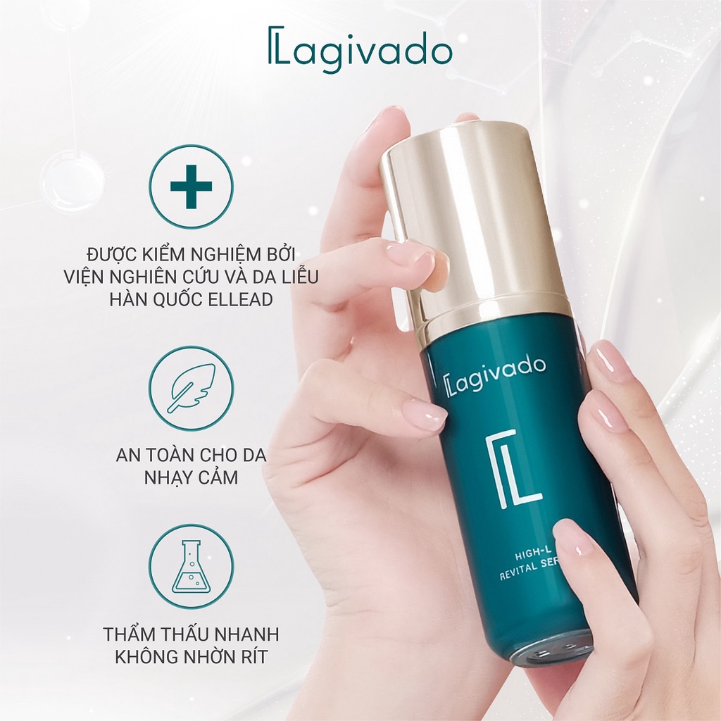 Serum dưỡng trắng da Lagivado High - L Revital với Fragaria vesca 77,3%, Hydroxyethyl urea 6,4 % - 50ml