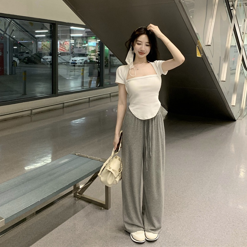 IELGY Áo Thun Tay Ngắn Cổ Vuông Dáng Ôm Thời Trang Dành Cho Nữ