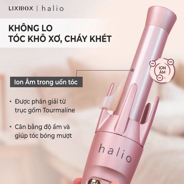 Máy Uốn Tóc Tự Xoay Ion Âm Halio Auto Rotating Hair Curler - Hàng chính hãng - Bảo hành 12 tháng