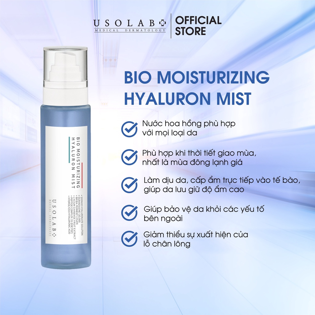 Xịt khoáng cấp ẩm Bio Moisturizing Hyaluron Mist USOLAB - Giảm dầu ngừa mụn & làm sạch sâu cho mọi loại da 150ml
