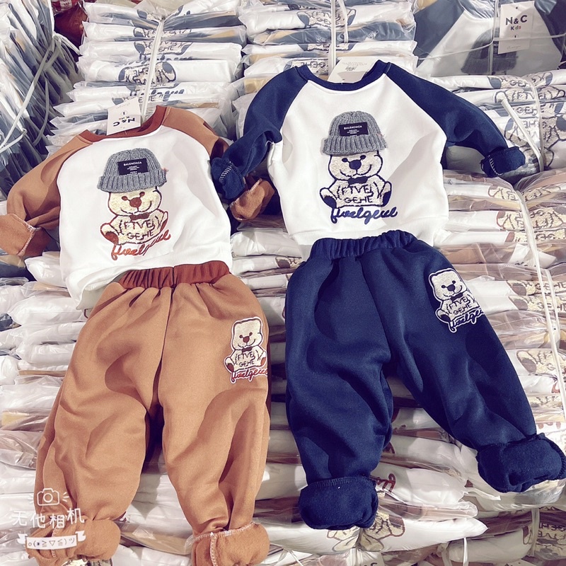 Bộ nỉ bông gấu cho bé 6-16kg