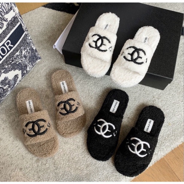 Dép Lông CHANNEL✨FREESHIP✨Dép Bông Thời Trang Đi Chơi, Đi Trong Nhà