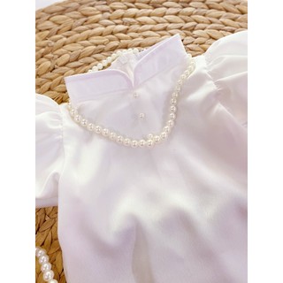 Áo dài trắng vải lụa đính ngọc 6-20kg