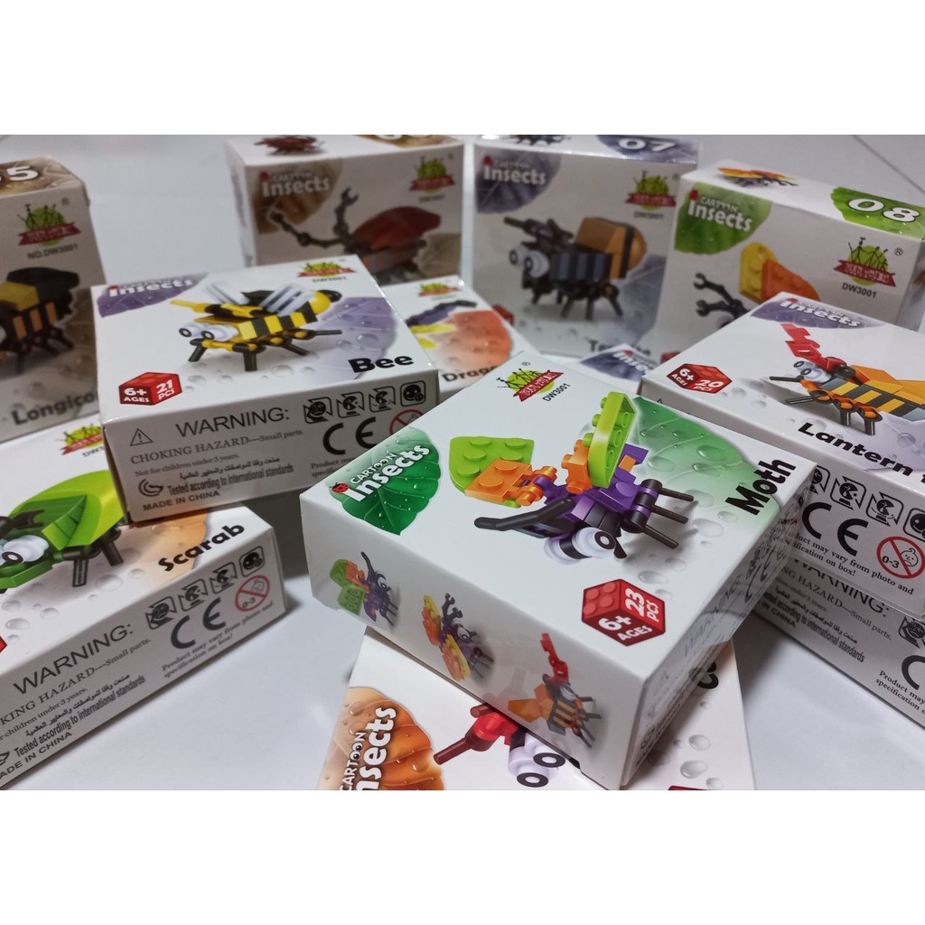 Bộ Xếp Hình Mini Con Côn Trùng, Lắp Ráp Thế Giới Động Vật, Bộ 24 Mẫu 20+PCS 07024
