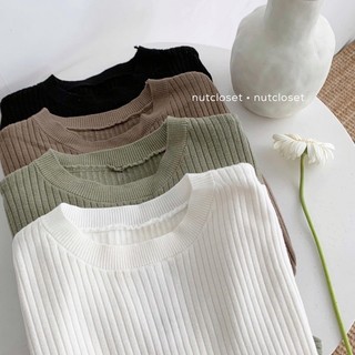 Áo len tay cộc cổ tròn