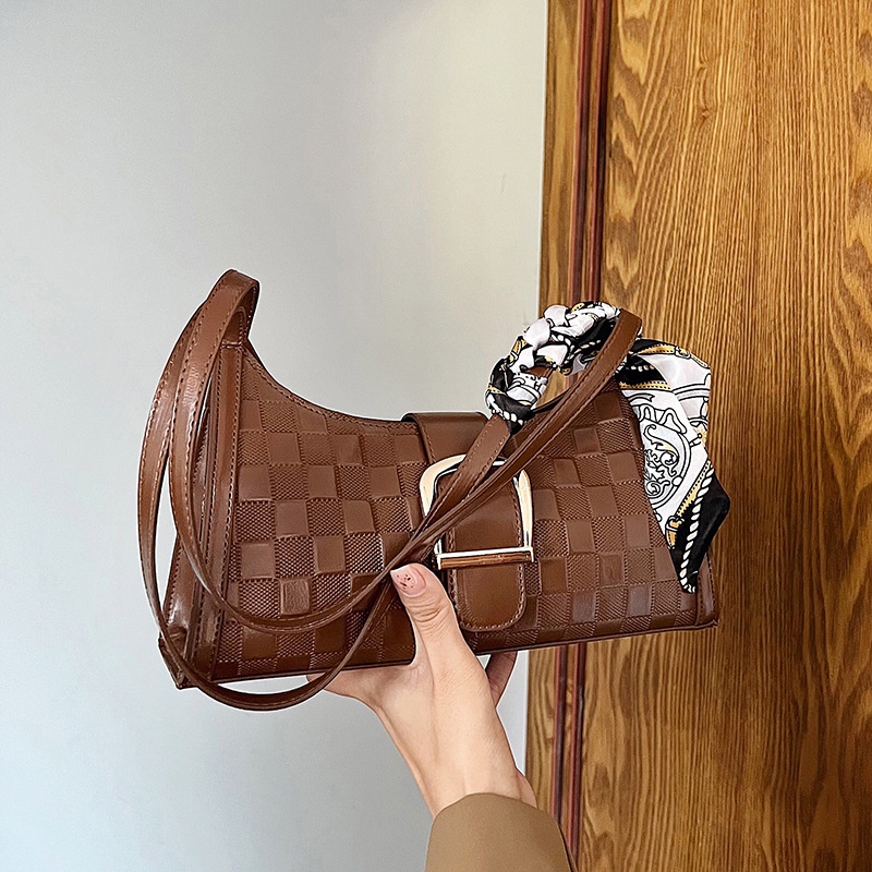 Túi Đeo Vai Họa Tiết Kẻ Sọc Có Khóa Cài Thời Trang Cho Nữ