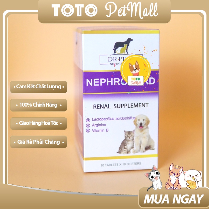 Hỗ Trợ Các Vấn Đề Về Thận Và Hệ Tiết Niệu Dr.Petz Nephrogard Cho Chó Mèo (1 Vỉ 10 Viên)