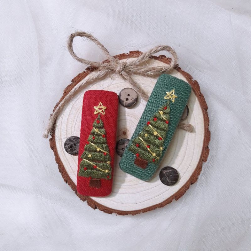 Kẹp tóc thêu tay Giáng Sinh/1 chiếc