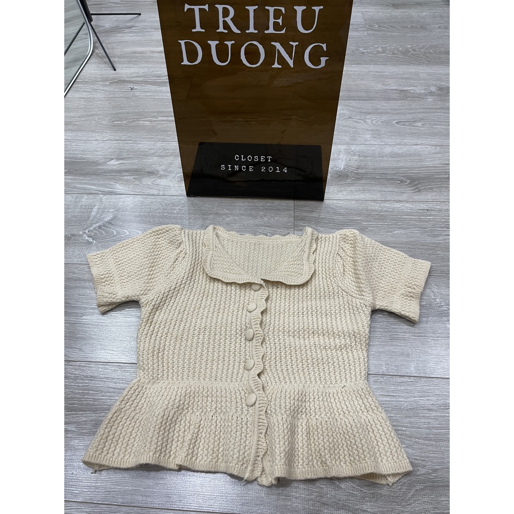 Áo len nữ cộc tay - len dệt kim co giãn nhẹ freesize dưới 50kg dáng babydoll cài cúc 3 màu xinh