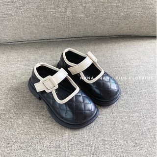 Giày búp bê da trẻ em hoạ tiết trám G077 sz 23-35, giày búp bê da PU cho bé siêu mềm, phong cách Vintage Hàn Quốc