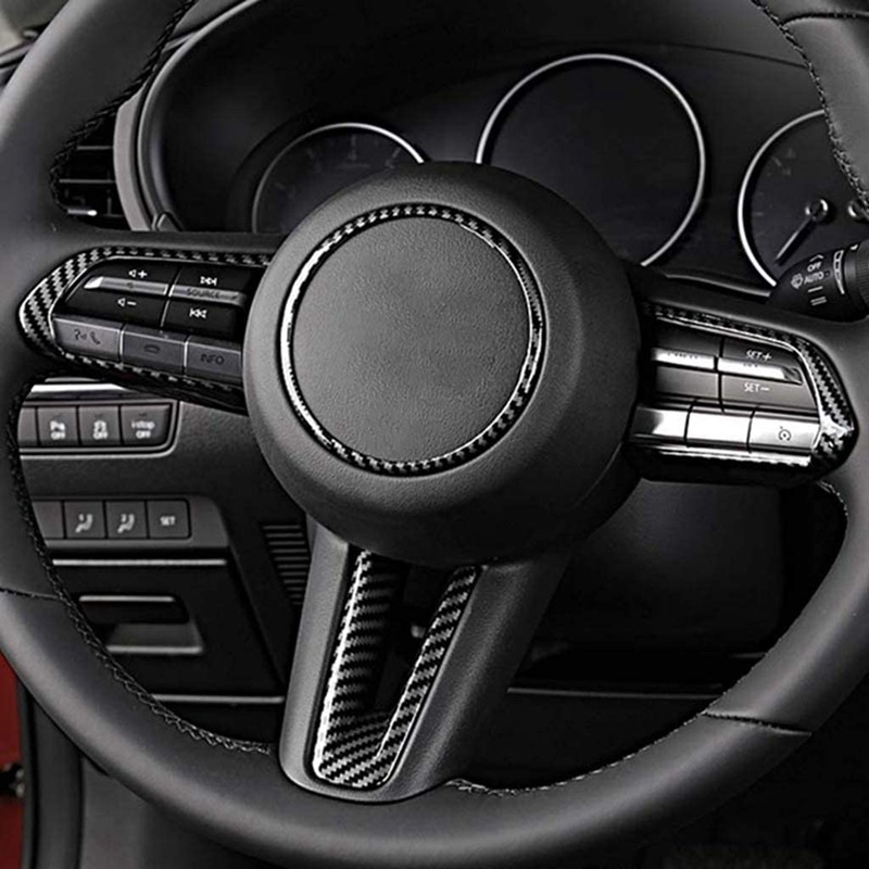 Bộ 4 Khung Viền Vô Lăng Xe Hơi Bằng Sợi Carbon Cho Mazda 3 Cx-30 2019 2020