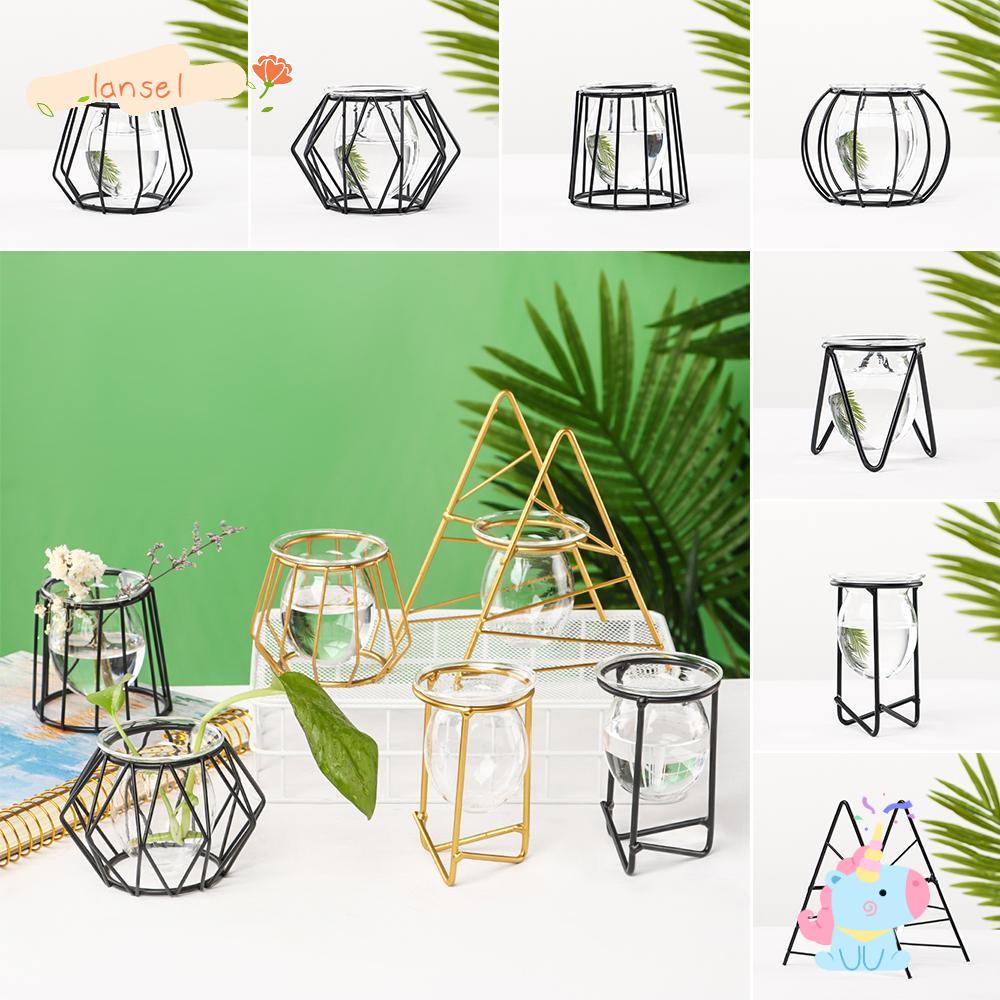 Bình Hoa Thủy Tinh Họa Tiết Hình Học Bằng Sắt Độc Đáo Trang Trí Nhà Cửa