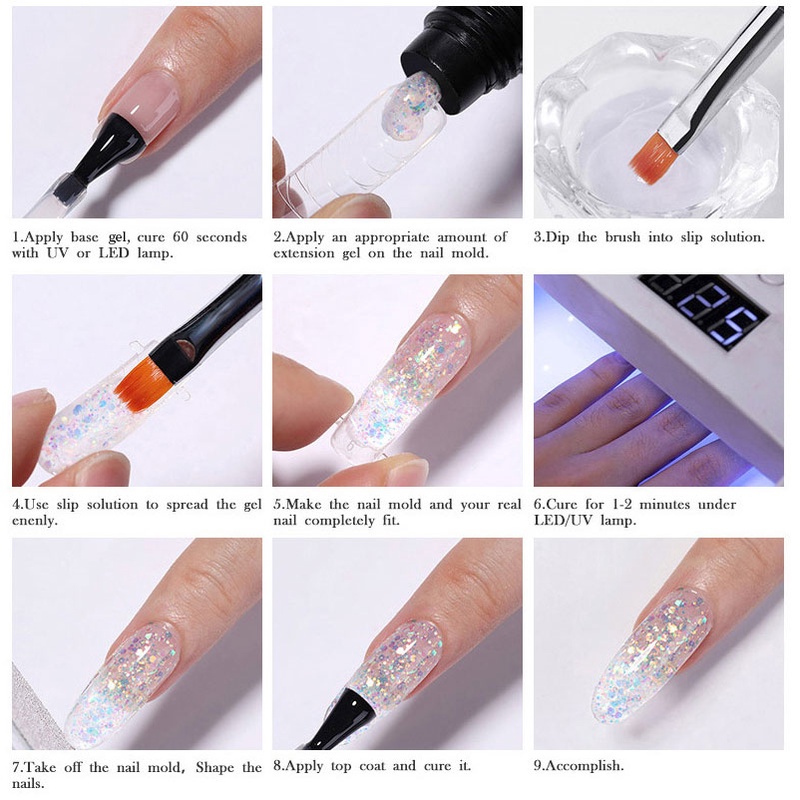 Bộ Gel Nối Dài Móng Tay 15ml Màu Trắng Trong Suốt Chuyên Dụng