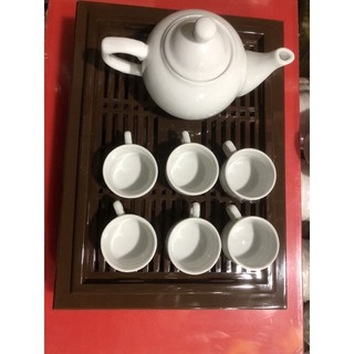 Bộ ấm trà chén sứ quai vuông ấm trà 420ml chén 60ml