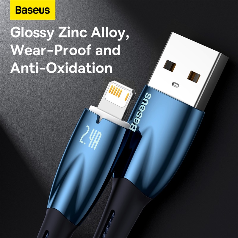 Dây cáp BASEUS 2.4A chuyển đổi từ USB sang cổng lightning thích hợp cho i14 i13 i12 Pro Max