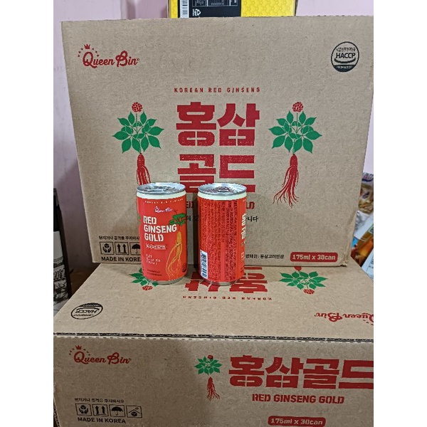 Sâm Hoàng Diệu - Nước Hồng Sâm Lon Cao Cấp Queenbin Hàn Quốc thùng 30 lon và xách 12 lon x 175ml