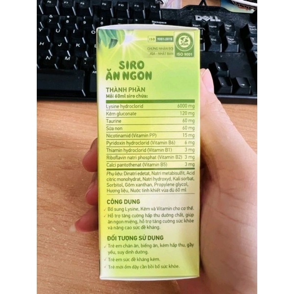 Siro ăn ngon TASTY 60ml cho bé Ăn ngon, kích thích vị giác, tăng cường hấp thụ - Dkpharma