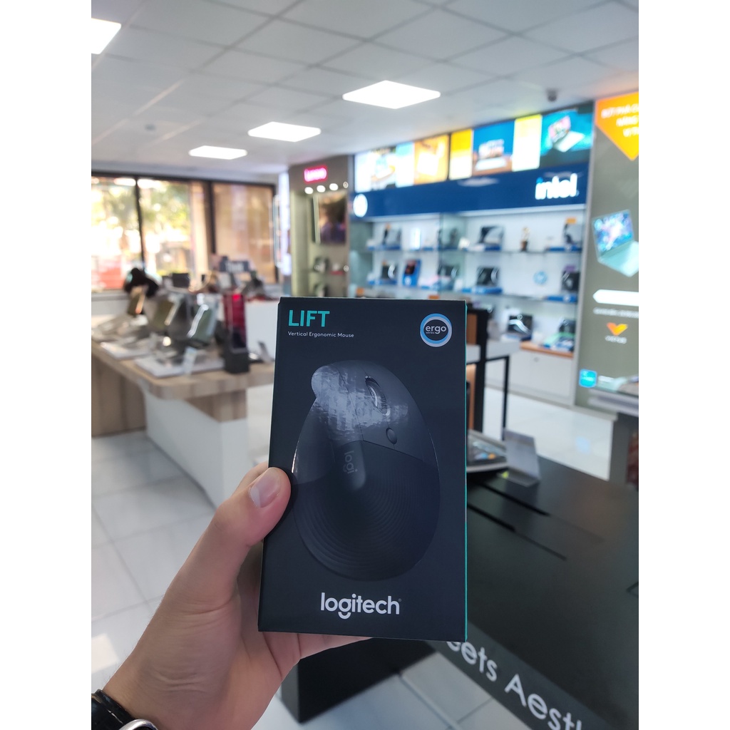 Chuột công thái học Logitech Lift Vertical đen - kết nối Bluetooth/Wireless - Hàng chính hãng - Bảo hành 12 tháng