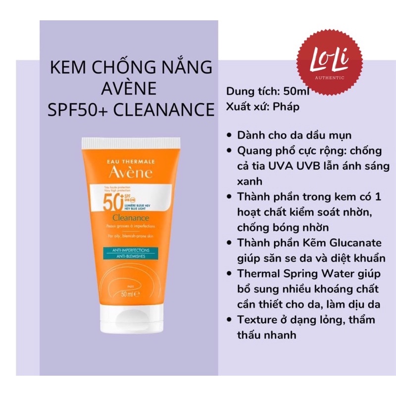 Kem chống nắng Avene Fluid- Avene Cleanance 50ML