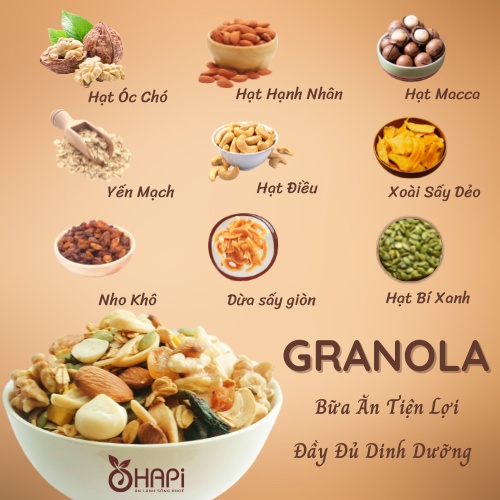 Hạt ngũ cốc granola siêu hạt ăn kiêng ít yến mạch OHAPI 500gr