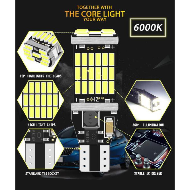Đèn LED Xi nhan/Đèn Lùi Chân T15/T10 Cho Xe Máy Ô tô Chíp 4014 Siêu sáng - 15w Đủ Màu