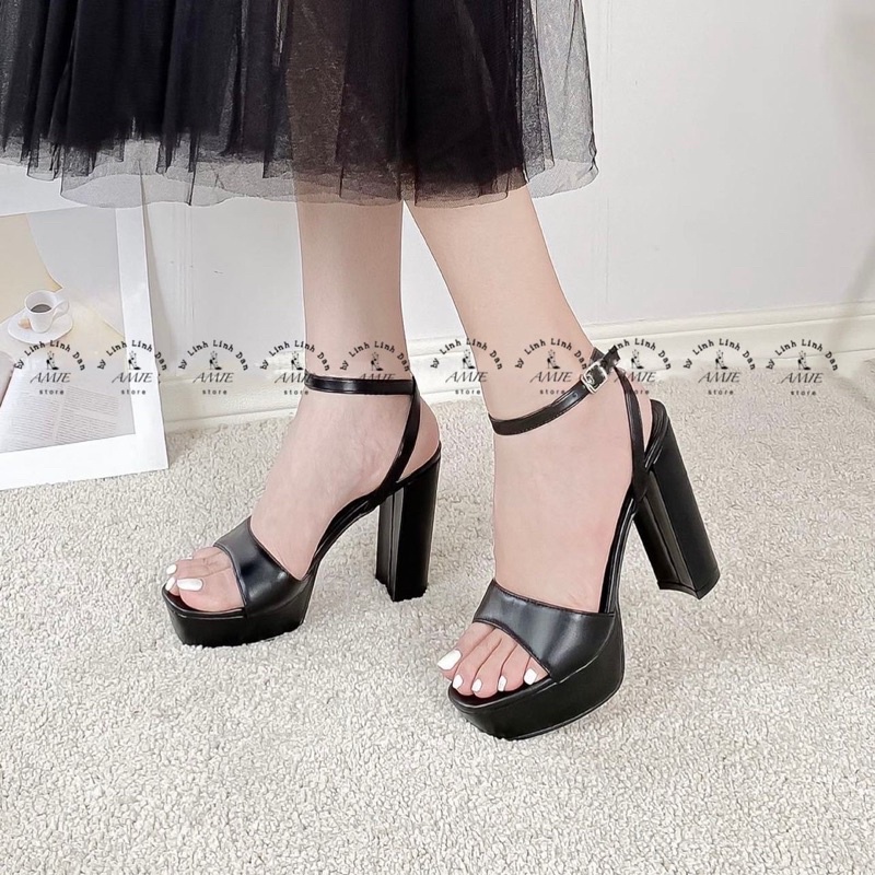 Giày Cao Gót Sandal Đế Đúp Trơn 11p