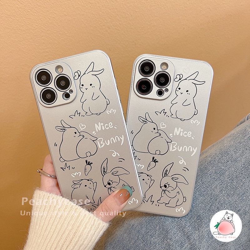 Ốp Điện Thoại TPU Mềm Mạ Điện Họa Tiết Thỏ Cho iPhone 14 Plus 13 12 11 Pro Max 14Plus X Xr Xsmax