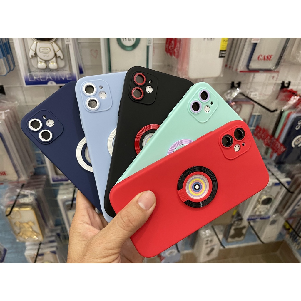 Case Ốp lưng màu khoe Logo gắn Iring cho các dòng iphone 11 - 14promax