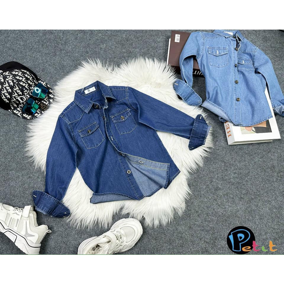 Áo sơ mi Jean bé trai tay dài chất jean nhập hàng cao cấp xukakidsshop đồ dài tay bé trai quần áo trẻ em áo sơ mi trẻ em