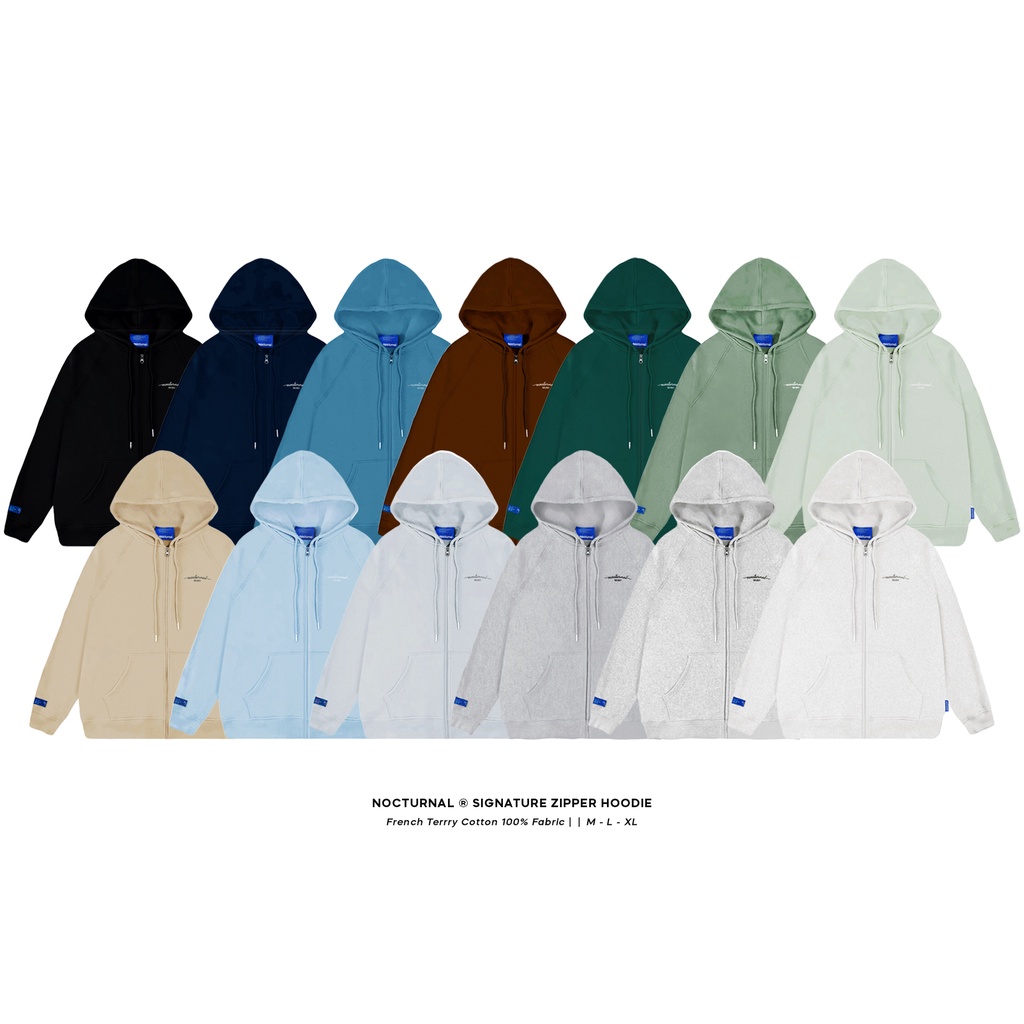 Áo Hoodie Zip NOCTURNAL Signature Basic Nỉ Chân Cua Cotton 100% Unisex Local Brand