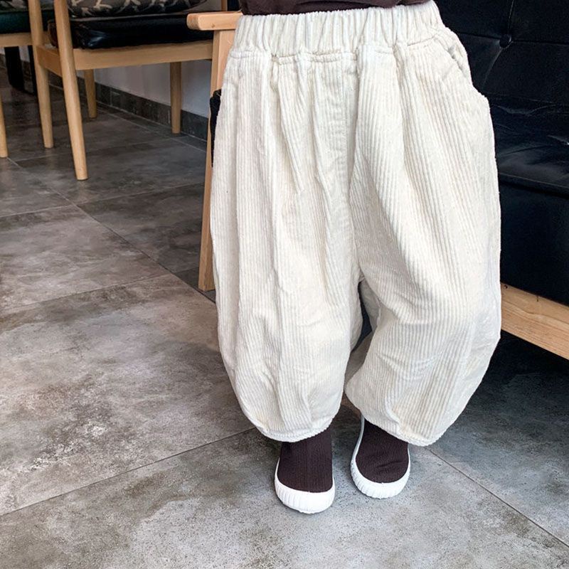 MNGRL Quần Nhung Tăm Jogger Vải Nhung Thoải Mái Hàn Quốc Cho Bé Gái Bé Trai