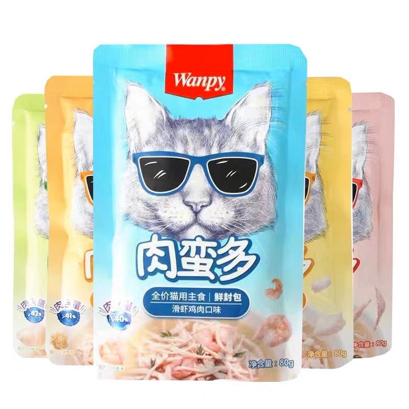 PATE WANPY CREAMY SỢI SỐT THỊT ĐẶC CÓ 6 HƯƠNG VỊ MỚI NHẤT GÓI 80G