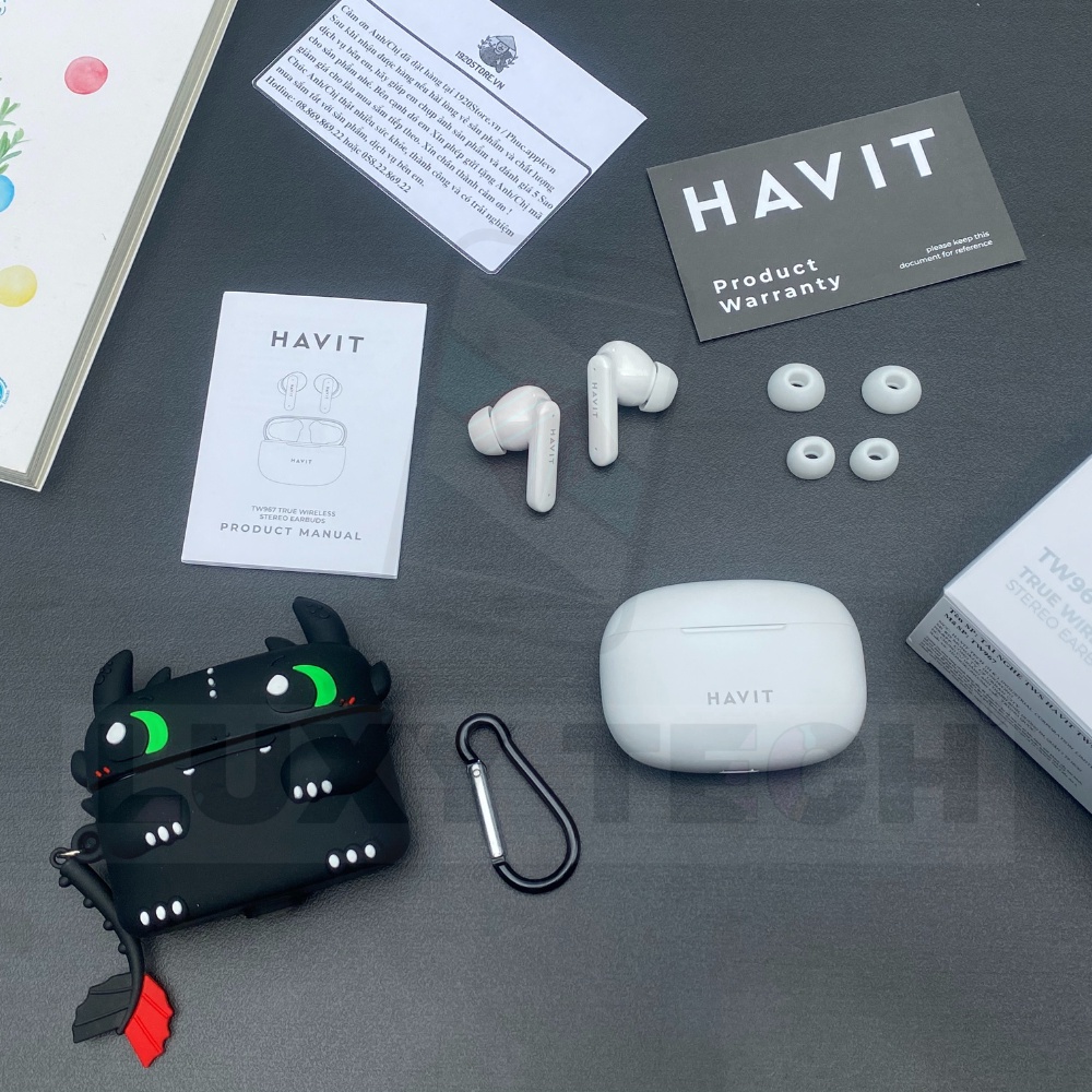 Case Vỏ Ốp HAVIT TW967 Bao Đựng Tai Nghe Không Dây Bluetooth TrueWireless Cao Cấp, Chống Bẩn