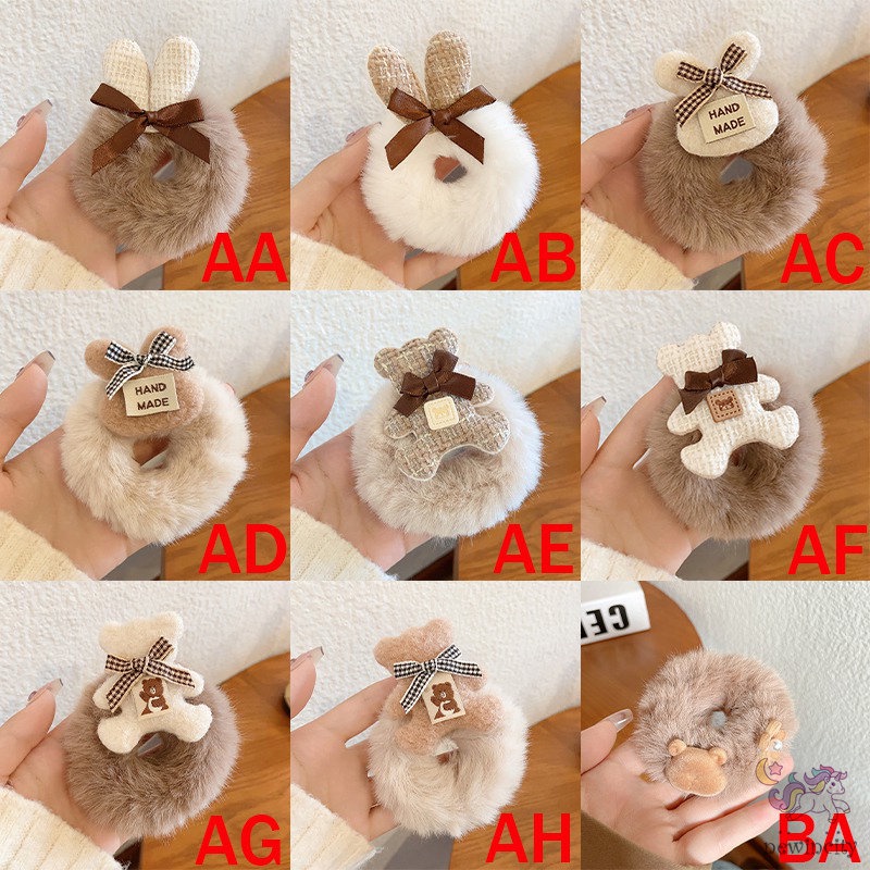 Băng Đô Cài Tóc Phủ Lông Kiểu Hoạt Hình Hàn Quốc Đáng Yêu Dành Cho Bé Gái