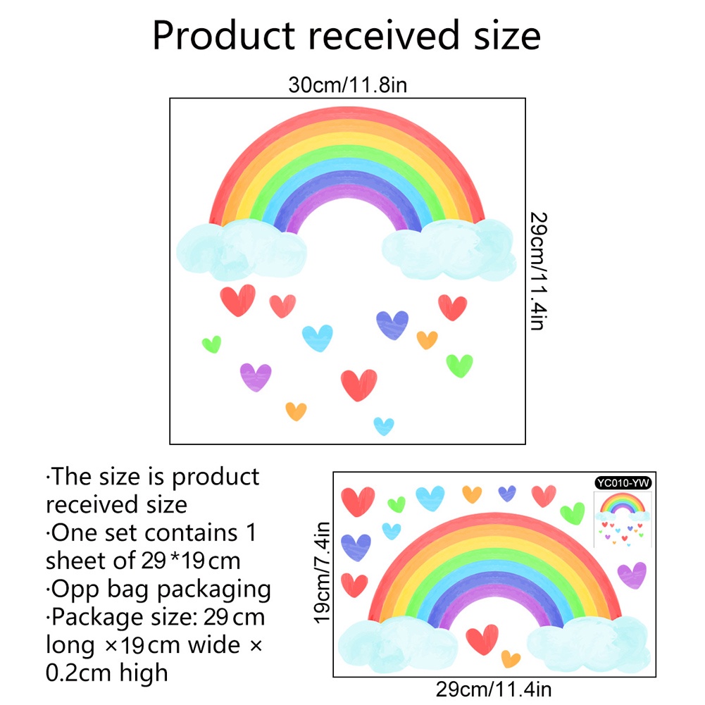 Miếng Dán Tường Trang Trí Hình Cầu Vồng Dạ Quang Tự Dính