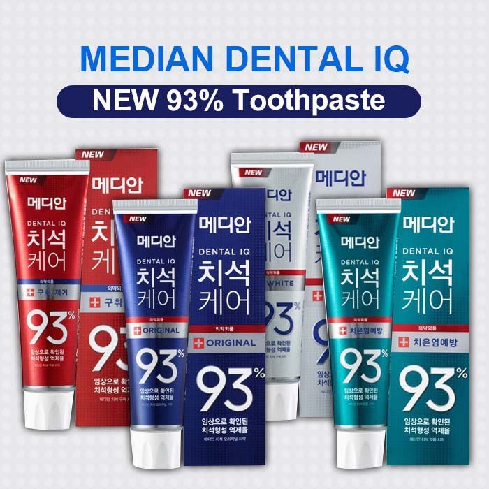 Kem Đánh Răng Giúp Trắng Răng, Giảm Ố, Loại Bỏ Mùi Hôi, Chống Sưng Nướu Median Dental IQ 93% Toothpaste 120g