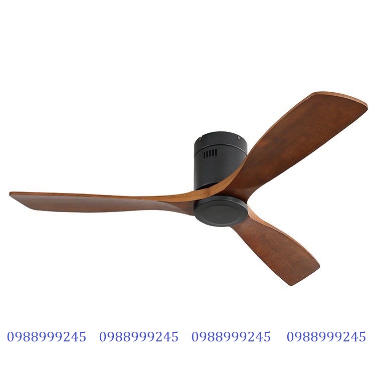 Quạt trần 3 cánh gỗ,quạt trần đèn trang trí trần thấp chung cư phòng khách - ngủ động cơ DC lõi đồng 6 cấp gió cực mát