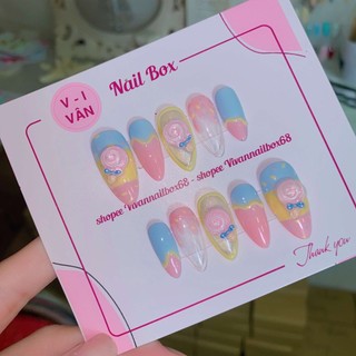 Nail box kẹo hồng phối màu dễ thương