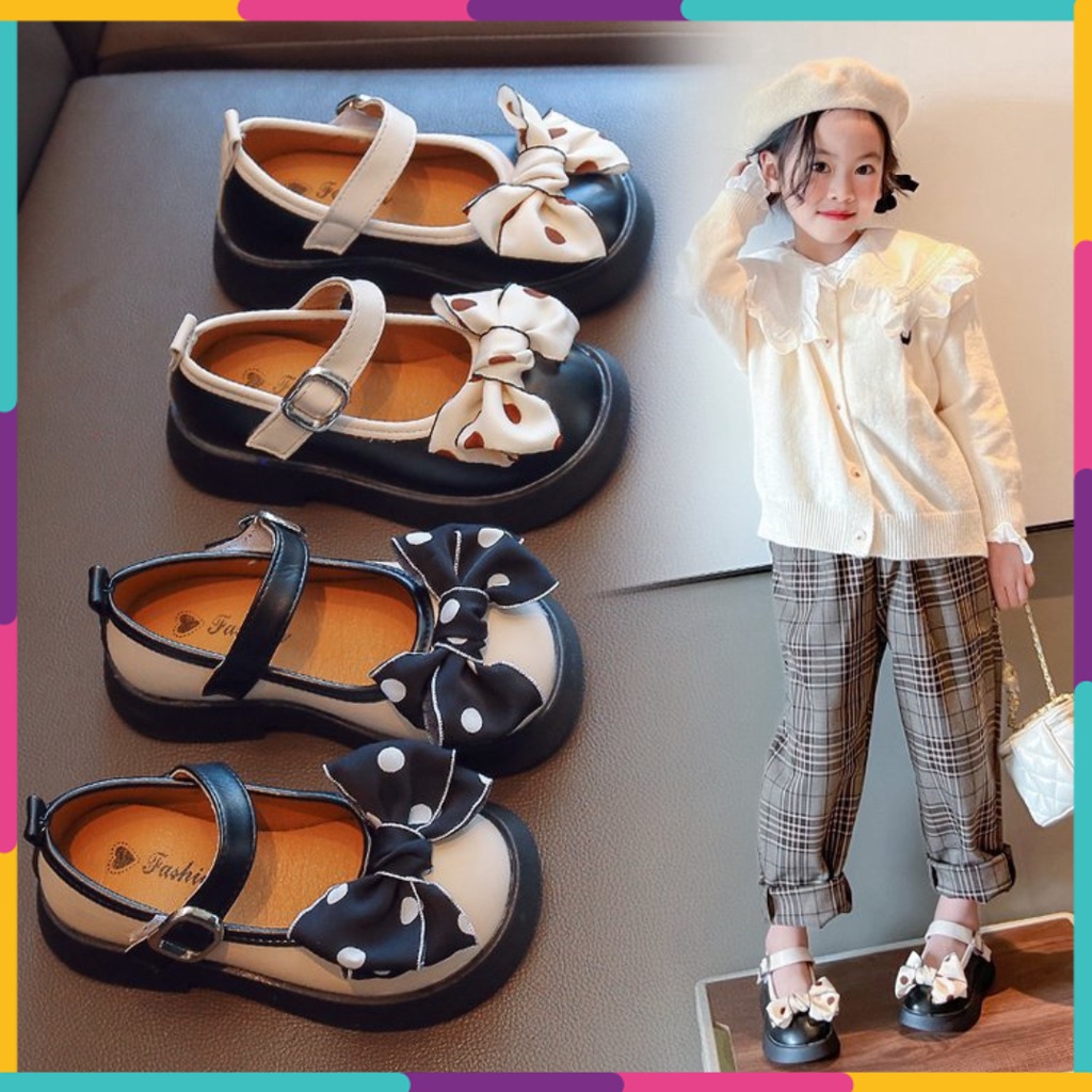 Giày búp bê bé gái Giày búp bê đính nơ dễ thương cho bé gái