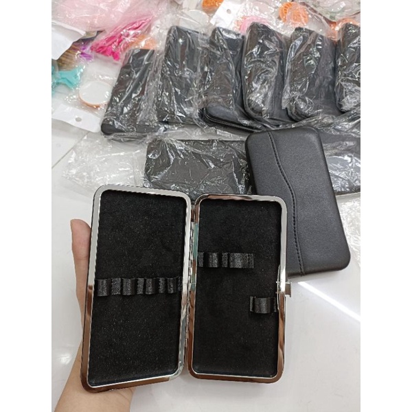 Bóp nhíp da đen nhám_Ví Đựng Nhíp Nối Mi_Bóp Nhíp