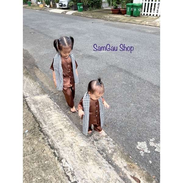Bộ Bà ba Nông dân tay ngắn cho bé trai bé gái từ 7-35kg SamGau Shop